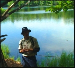 Park Naturalist giving an interpretive hike on Mayflower Lake